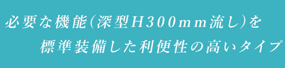 必要な機能(深型H300mm流し)を標準装備した利便性の高いタイプ